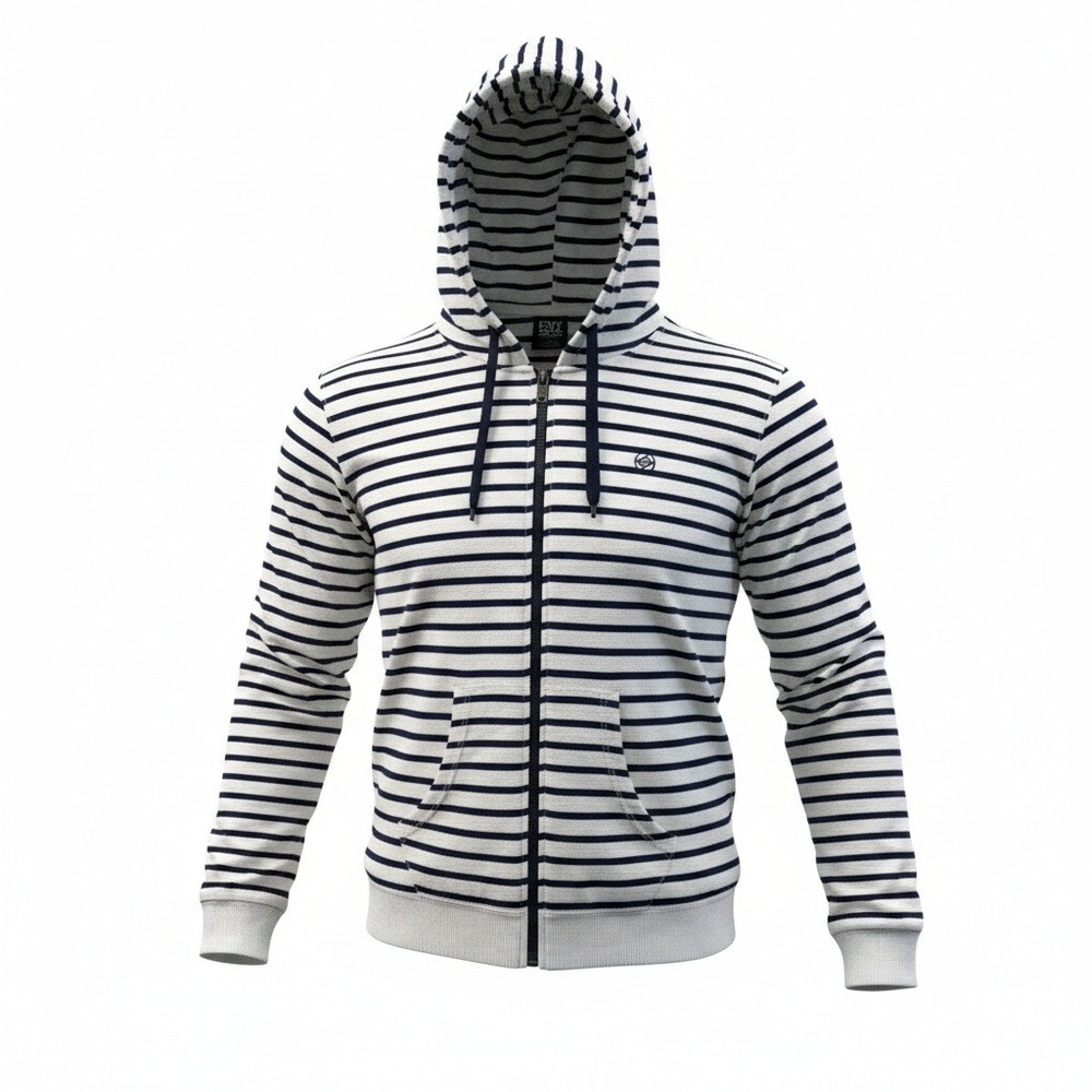 Enyce Mens XL Navy White Striped‎ Full Zip Hoodie Cotton Y2K Hip Hop